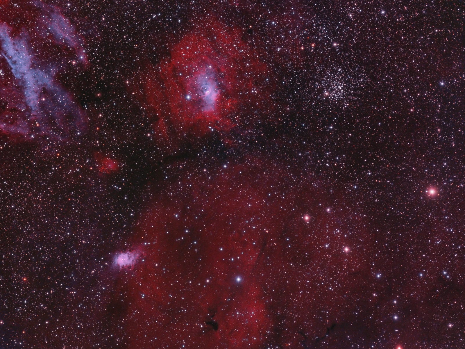 Emission Nebula NGC7635 Wide Field at high resolution